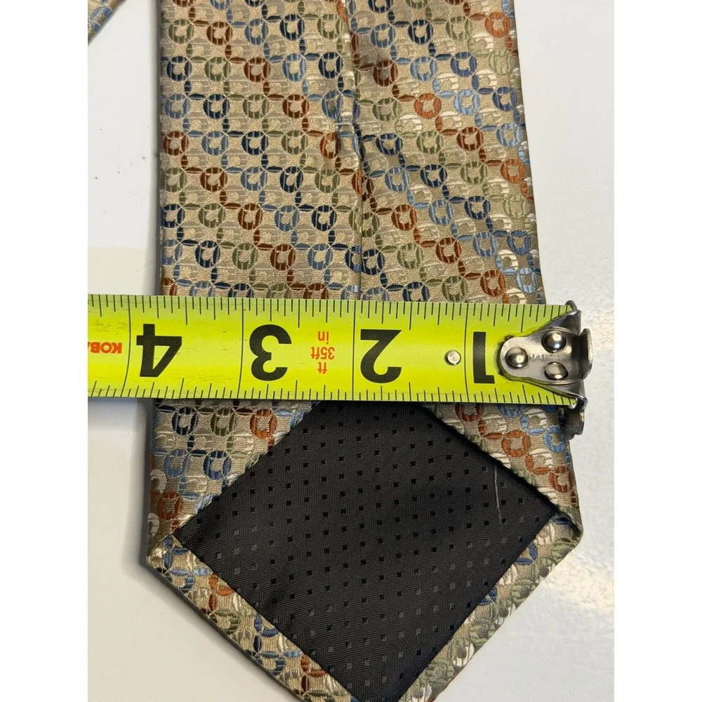 Stafford Tie Multicolor Geometric Chain Link Silk Blend Mens Professional Office